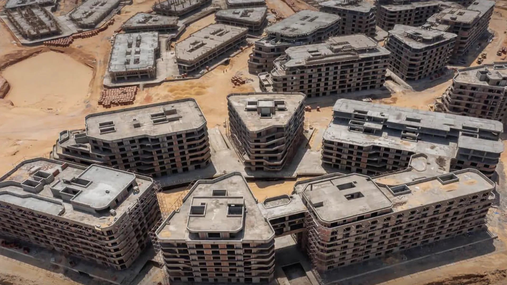 Construction site of the Bloomfields residential development in Mostakbal City, Egypt
