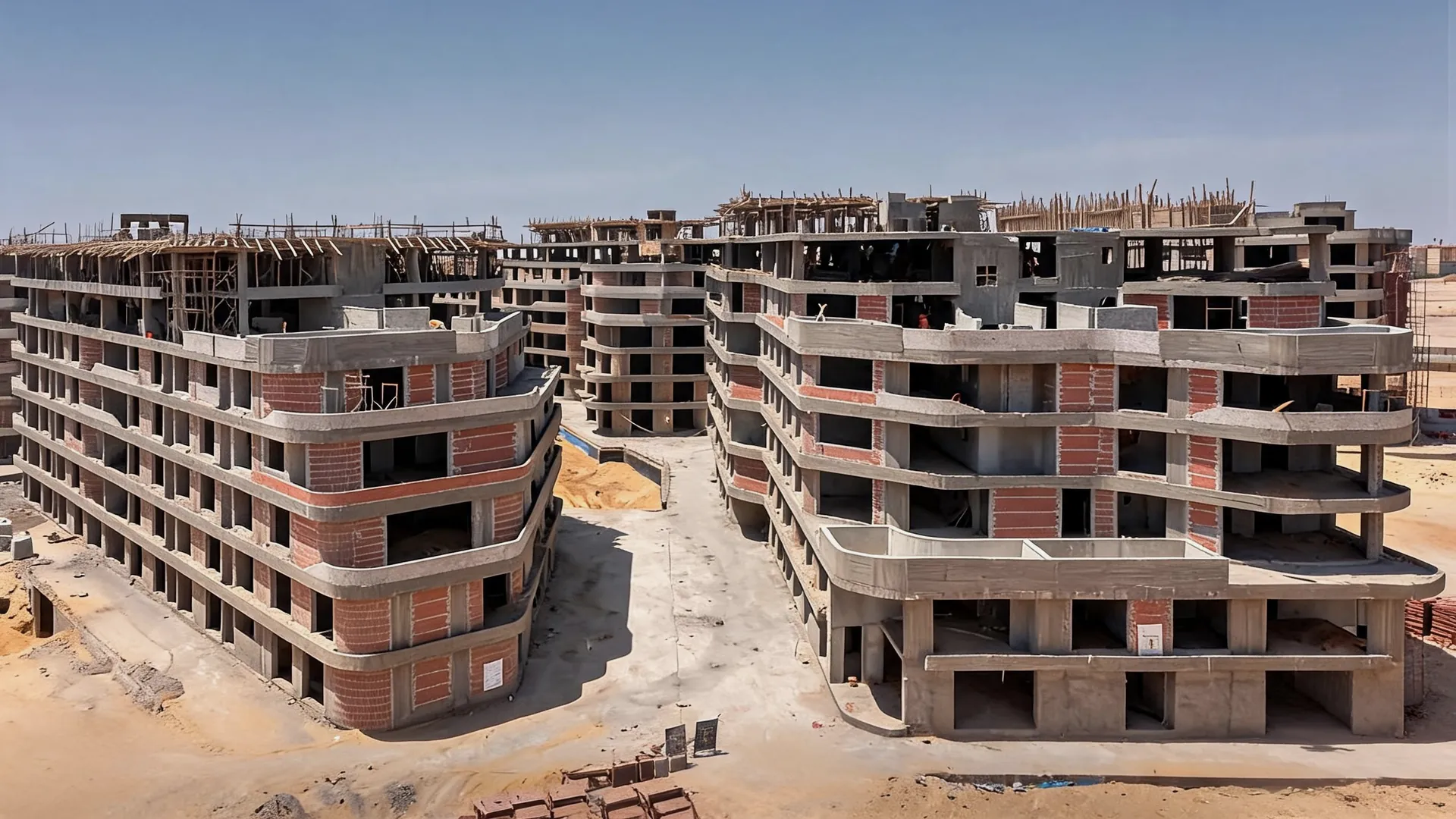 Construction site of the Bloomfields residential development in Mostakbal City, Egypt